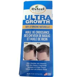 2-PK Difeel Mens Ultra Growth Basil and Castor Hair Oil 2.5 oz.